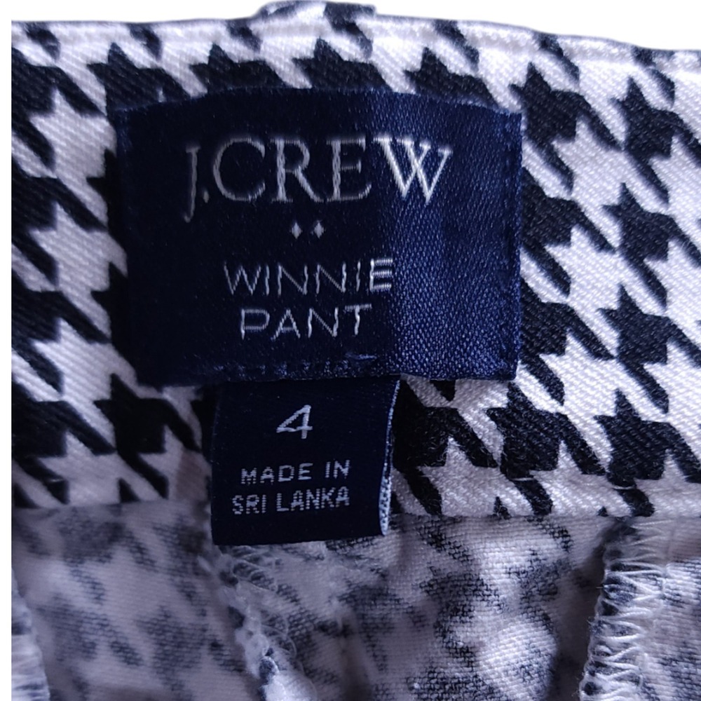 J. Crew Winnie Pants‎ 4 Black White Houndstooth Pixie Cropped Stretch Workwear - Picture 6 of 10
